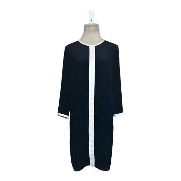 St. Emile black with white trim 3/4 sleeves sheath dress size 8 - Picture 12 of 12